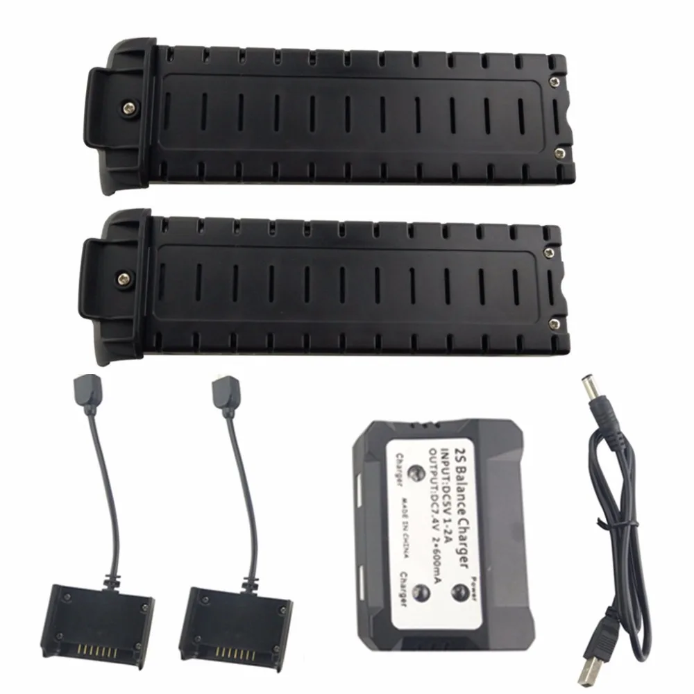 

2PCS 7.4V 2800mah lithium battery with 2 in 1 charger for HS700 four-axis aircraft black battery remote drone accessories