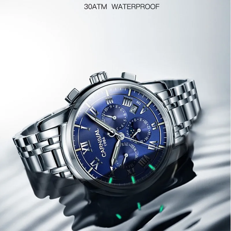 Люксовый бренд Тритий T25 светящиеся военные часы для мужчин moon phase авто механические часы полностью стальные водонепроницаемые часы uhren montre