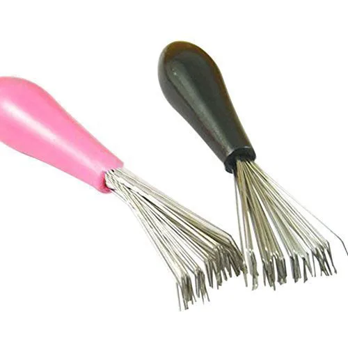 Прочный гребень щетка для волос очиститель для чистки встроенный инструмент с пластиковой ручкой