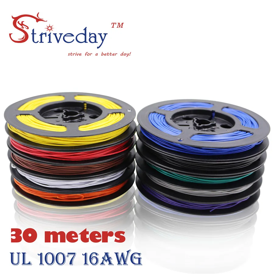 30 meters/ 99ft  UL 1007 16 AWG Cable Tinned copper Wire PCB Electrical Wires Cables Equipment Wire