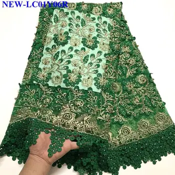 

Hot Sale African embroidered Guipure Lace Fabric High Quality Rhinestones African French Net Lace Fabric For Party Dress NAZ01