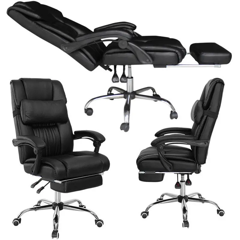 

Collapsible Pedal Chair Reclining High Back Faux Leather Swivel Footrest Executive Office Computer Ergonomical Design Chair