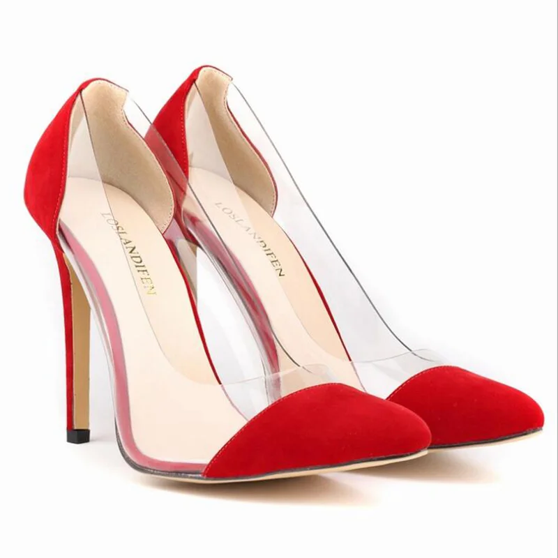 Весна-Осень, сексуальные Остроконечные Женские туфли, женские туфли на высоком каблуке, бежевые, черные, белые свадебные туфли на высоком каблуке, размера плюс 42, XP40 - Цвет: Красный