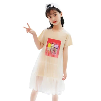 

Girls Summer Dress Children Print Cartoon Princess Cute School Perform Party Fashion Mesh Dress For Girls 2019 Kid Clothing