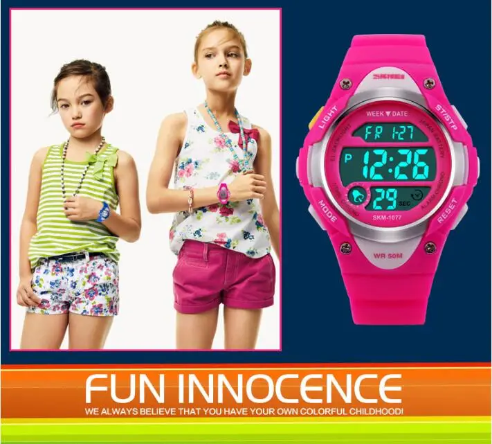 SKMEI моды Повседневное детские часы Водонепроницаемый Многофункциональный Спорт цифровые часы для девочек Наручные часы для мальчиков для