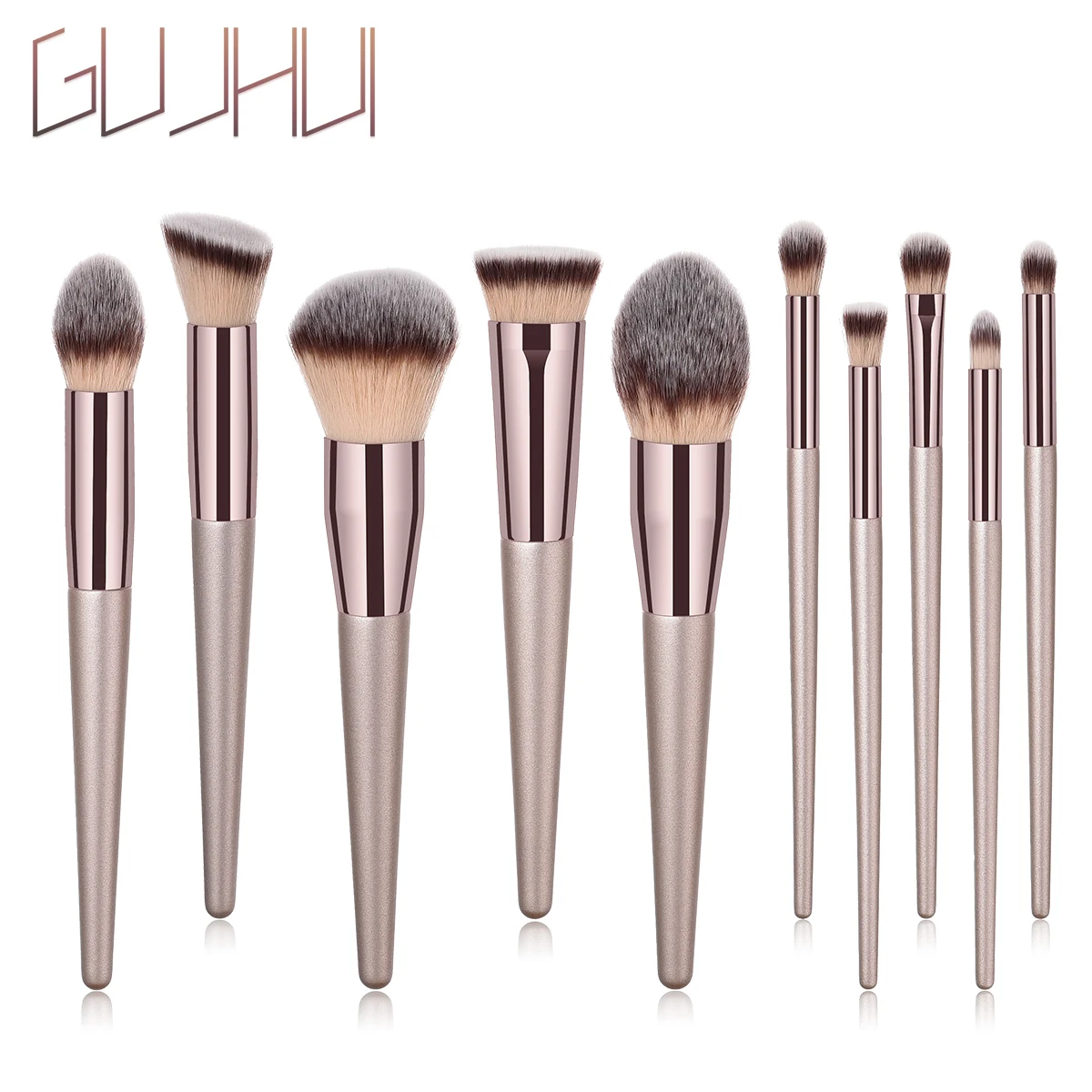 

10/9/4 Pcs Novice Champagne Gold Cosmetic Brush Set Makeup Tool Kit Eye Shadow Brown Foundation Powder Contour Wooden Brushes
