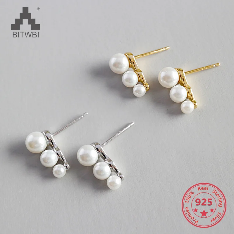 

Fashion Unique Design Lovely 3 Pearls Earrings Gold Plated For Woman Christmas Gift Party