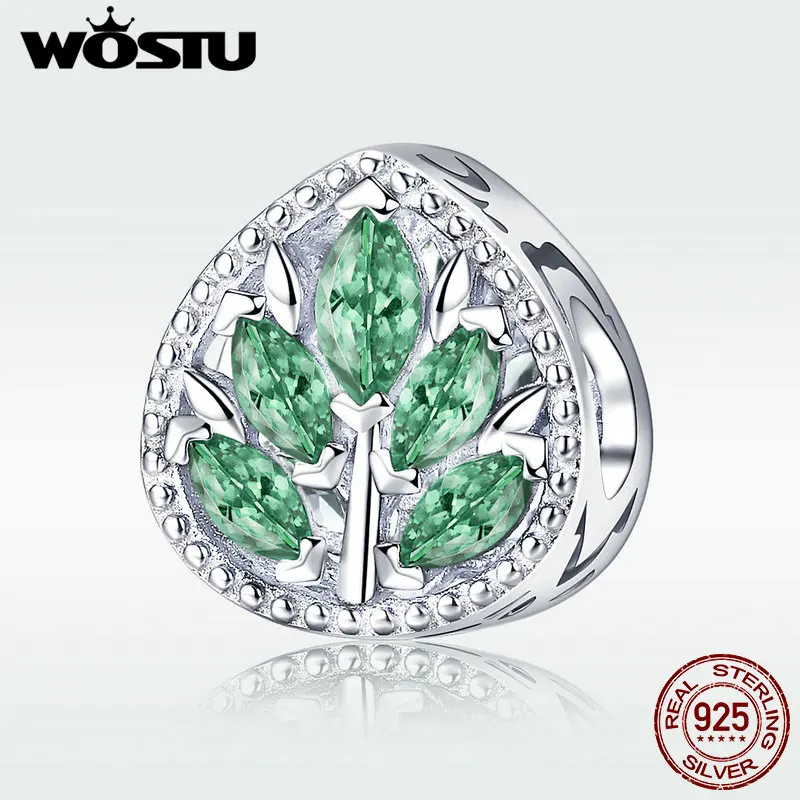 

WOSTU Authentic 925 Sterling Silver Dazzling Leaves Beads Fit Original DIY Charm Bracelet Fashion Jewelry Making Gift DAC005