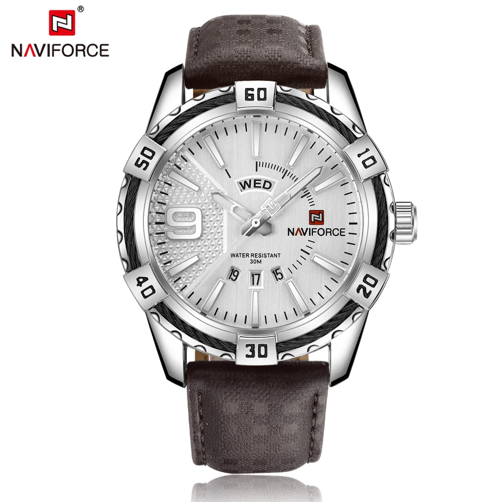 Günstige NAVIFORCE Top Luxusmarke Männer Quarzuhr Army Military Sport Business Uhren Woche Analoganzeige Männlich Uhr Wasserdichte Stunde