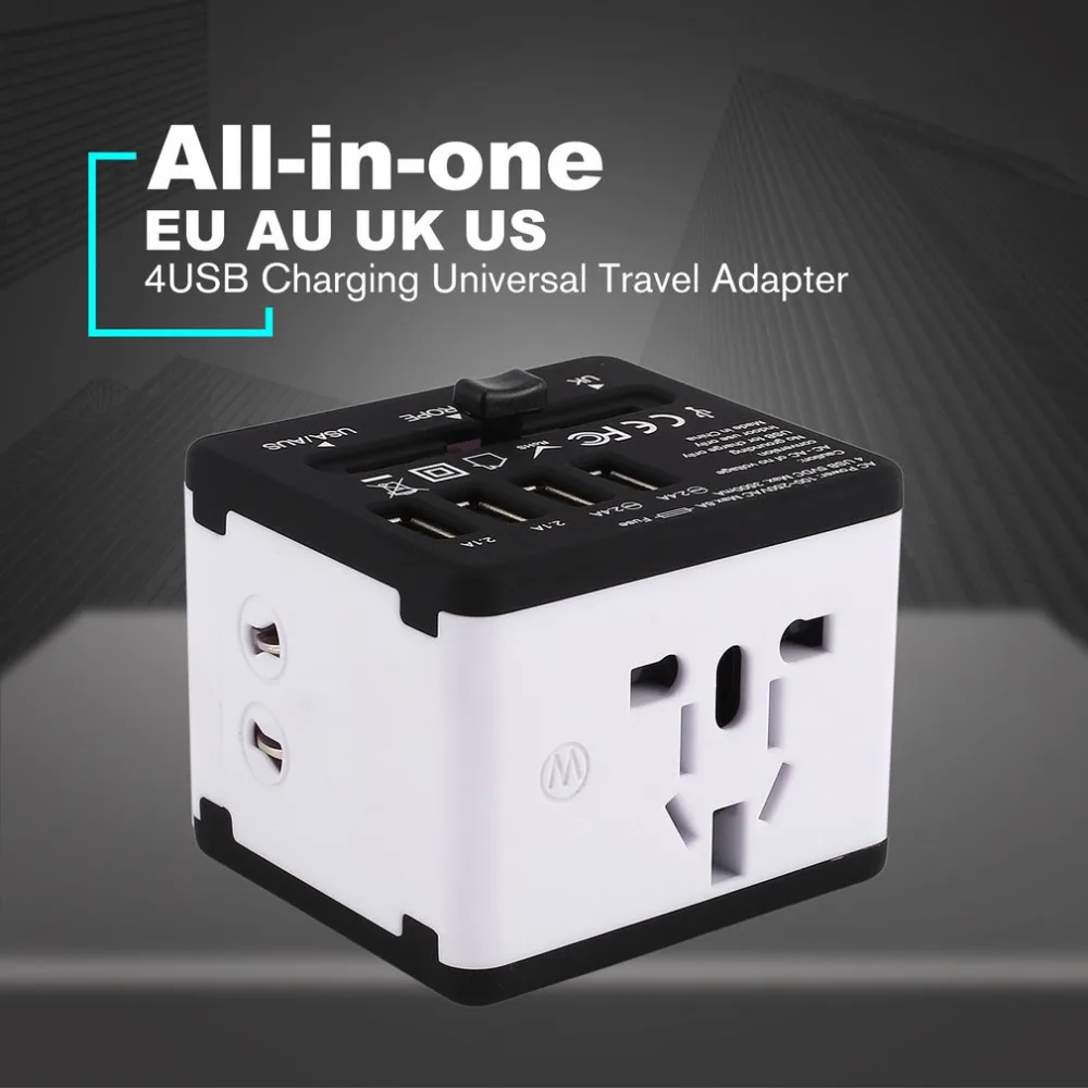 JY-190 4USB Charging Universal Travel Adapter All-in-one International World AC Power Converter Plug 2.1A 2.4A | Обустройство дома