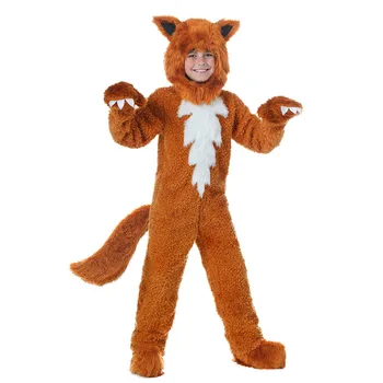 

Child Cartoon Animal Costume Cute Light Brown Fox Cosplay Costumes Winter Halloween Outfit