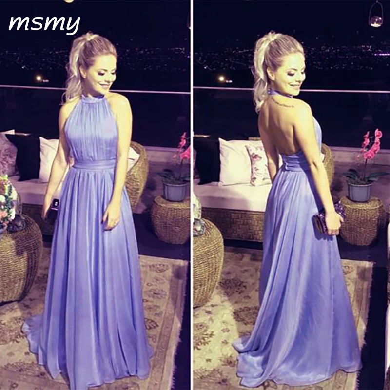 Cheap Bridesmaid Dresses Long Chiffon Backless Party Dress-