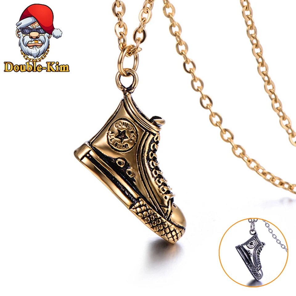

Plimsolls Pendant Necklace Men Hiphop Rock Street Culture Titanium Stainless Steel Silver Chain Necklace Fashion Man Jewelry