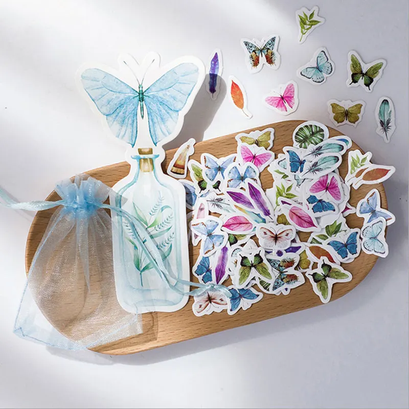 

100 pcs/bag Beautiful butterfly pvc sticker decoration diy scrapbooking Gift bag card sticker children's favorite stationery