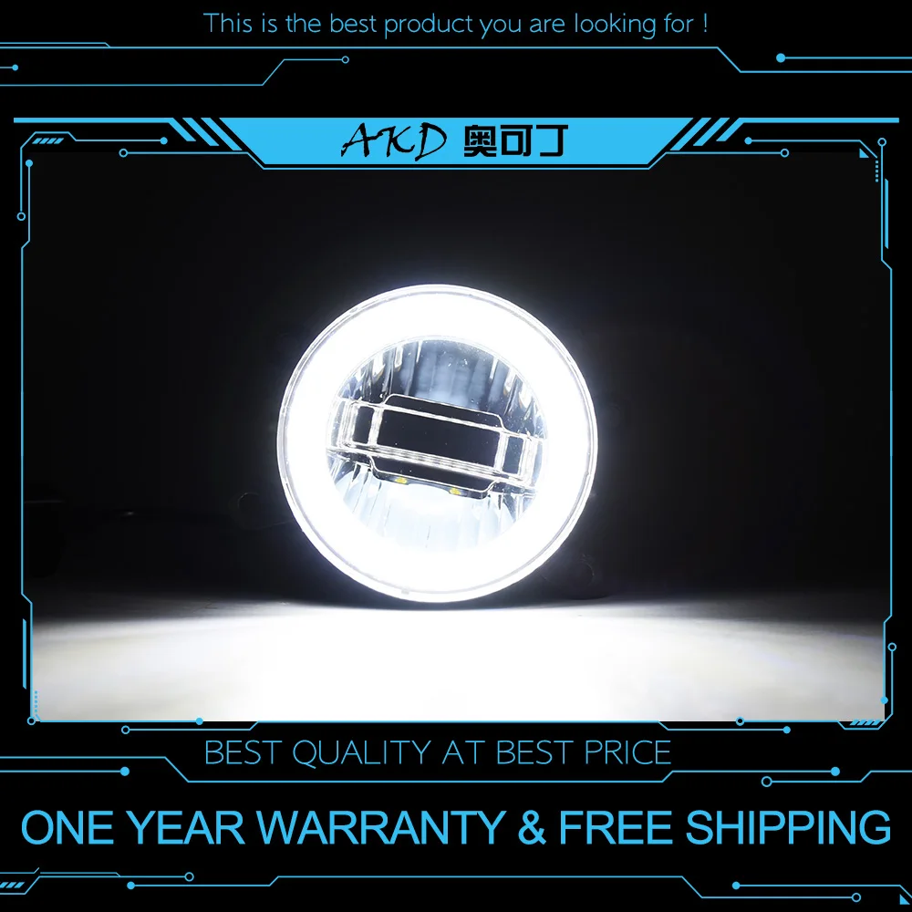 

AKD Car Fog lamp for Ford Explorer 2011-2014 Fog light LED Multi Funcation Foglight Angel eyes High Low beam