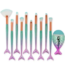 11PCS Mermaid Makeup Brushes Foundation Eyebrow Eyeliner Blush Powder Cosmetic Concealer Makeup Brushes Set 12pcs cosmetic makeup brushes set foundation powder eyebrow lip eyeliner blush cosmetic concealer cosmetic brushes tools kit 11