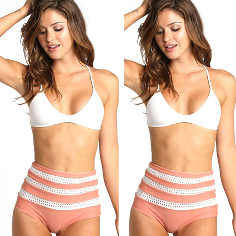 

NEW High Waist Swimsuit bikini set push size Swimwear Women Sexy Halter Bathing suit Push up Ruffle bikinis Beach Swimming Suits