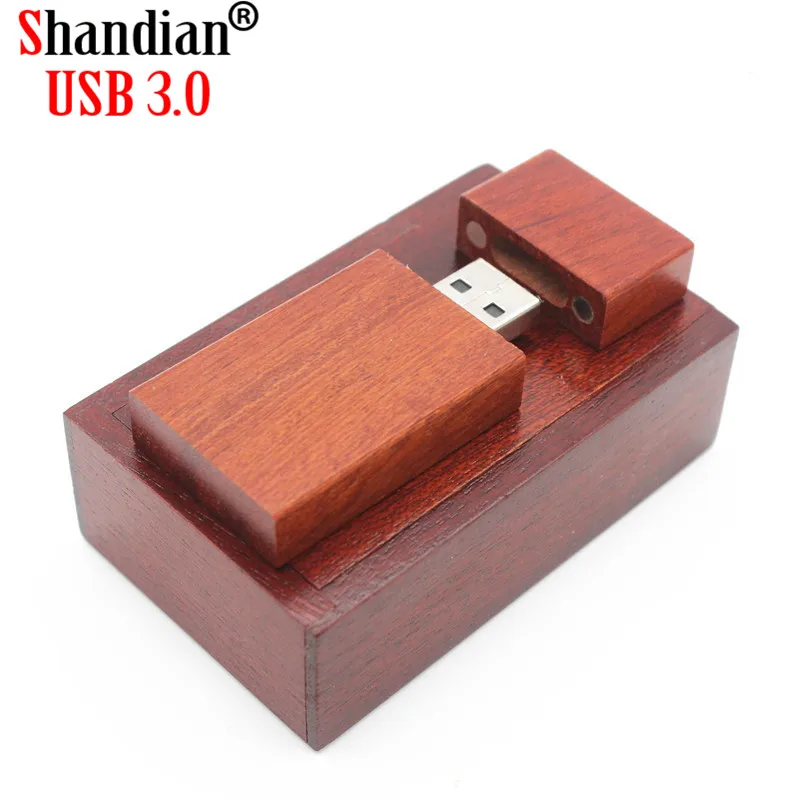 SHANDIAN USB 3,0 деревянный usb+ коробка usb флэш-накопитель 4 ГБ 8 ГБ 16 ГБ 32 ГБ свадебная фотография подарок(более 10 шт. бесплатный логотип - Цвет: Rose wood with box