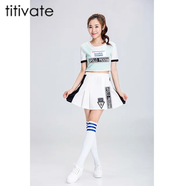 titivate sexy high school girls cheerleading costume short sleeves cheerleader uniform lady halloween costume top