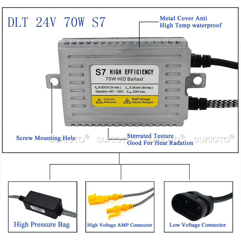 SUKIOTO 24 В Автомобильная фара H4 bixenon D2H H1 H11 H3 H7 xenon 3000K 4300K 5000K 6000K 8000K 70W hid комплекты 24V
