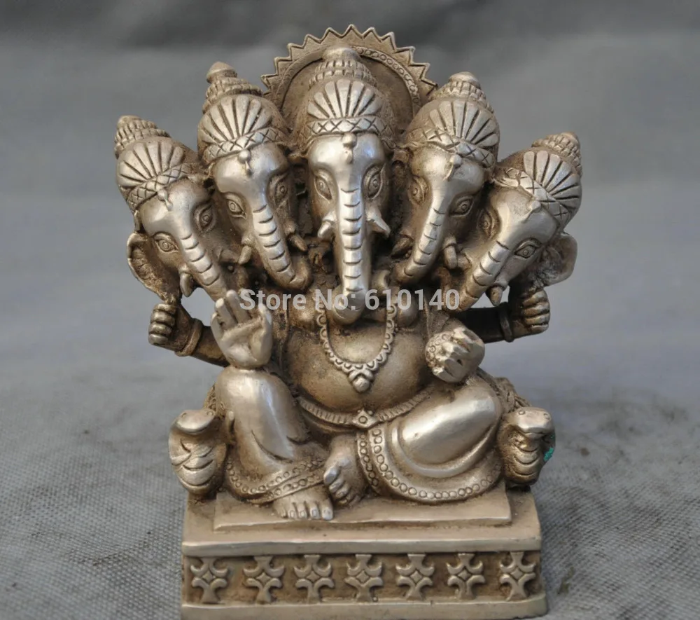 

wab20@@0000++12cm China Buddhism Tibetan silver Good luck Five Like the God of Wealth Statue