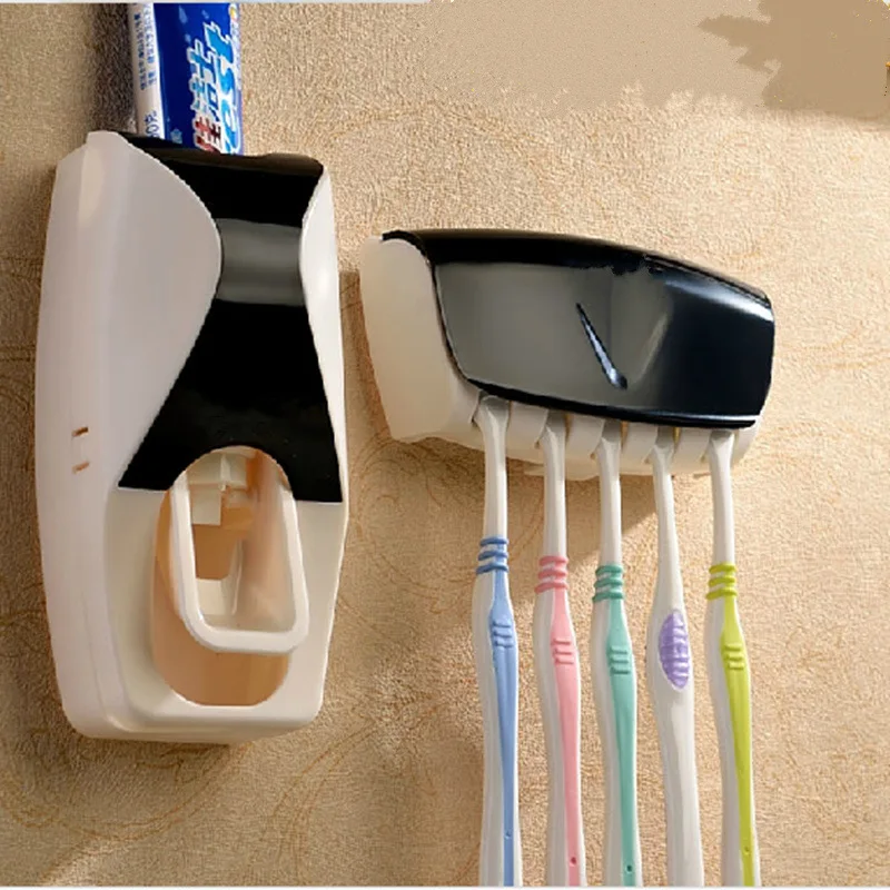 Новая мода Настенный Автоматический Диспенсер зубной пасты, для зубной щетки держатель Семейный комплект аксессуары для ванной комнаты