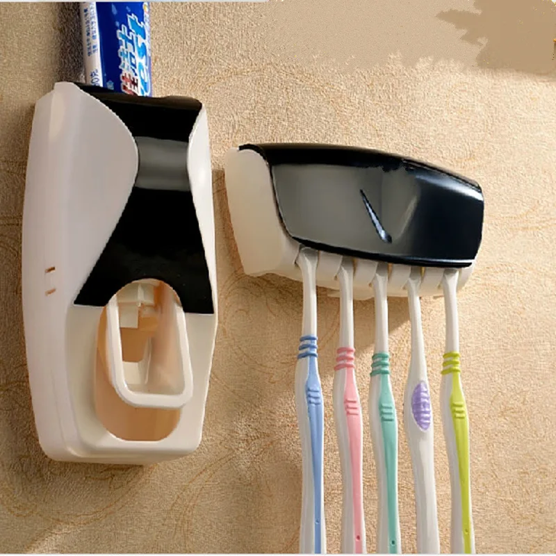 NEW Fashion Wall Mount Automatic Toothpaste Dispenser Toothbrush Holder Family Set bathroom accessories NEW Fashion Wall Mount Automatic Toothpaste Dispenser Toothbrush Holder Family Set bathroom accessories