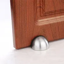 Zinc Alloy Rubber Door Stops Floor-mounted Satin Chrome Half Moon Wood Door Stopper Holder Fender Wall Protectors For Bedroom