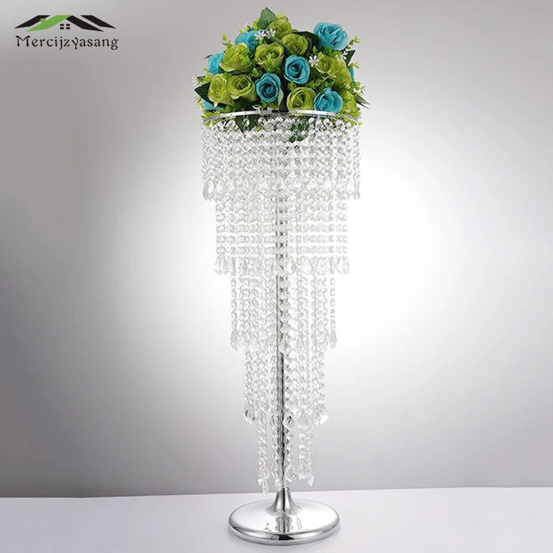 

2Pcs/Lot Flower Vases Floor Crystal Vase Plant Floral Holder Flower Pot Road Lead for Home/Wedding Corridor Decoration G163