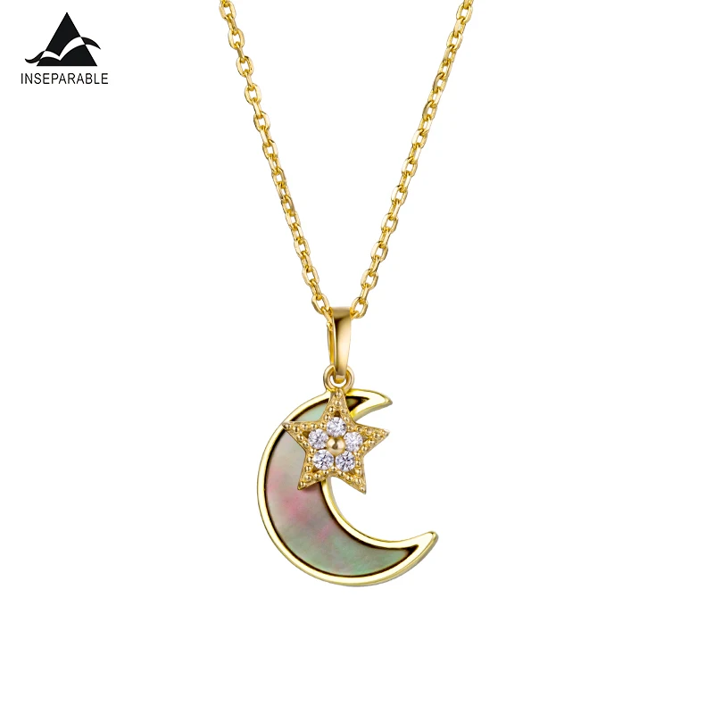 

New 925 Sterling Silver Korean star Sweet Moon Short Style Necklaces Temperament Crescent Bay Chain necklace Female Jewelry