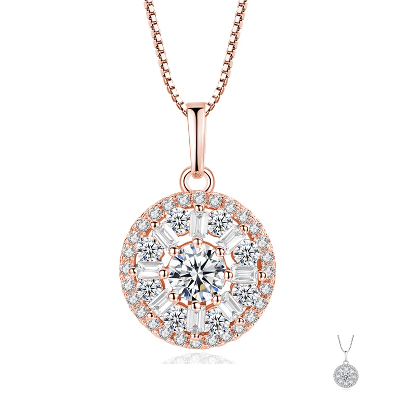 Simple Fashion Jewelry Round Shape Lucky Wheel Necklace AAA Cubic Zirconia Pendant Necklace for Women Wedding Jewelry Gifts N330 (11)