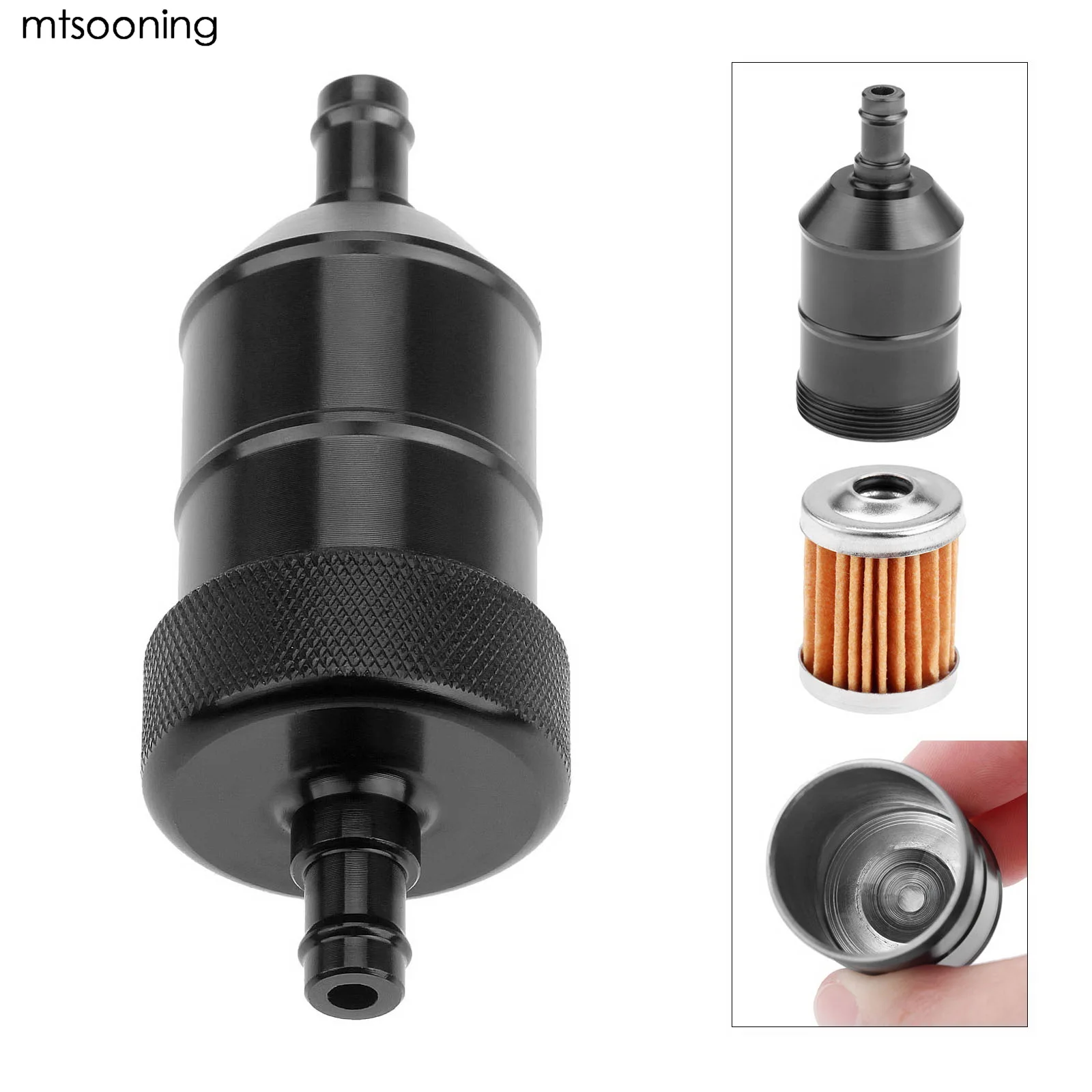 mtsooning 8mm Petrol Gas Fuel Filter Cleaner Black New Universal For
