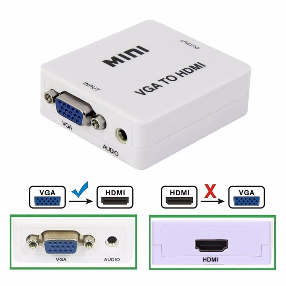 Mini1080P HD Video MINI Audio VGA To for HDMI HD HDTV Video Converter