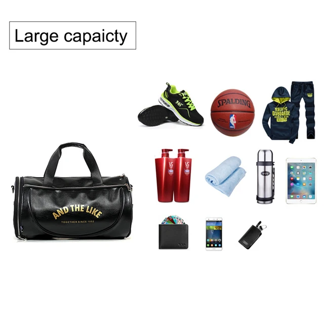 Men Gym Bag PU Leather Bags Striped Basketball Training Fitness Tas Travel Luggage Handbag Sac De Sport For Women Yoga XA571WD 3