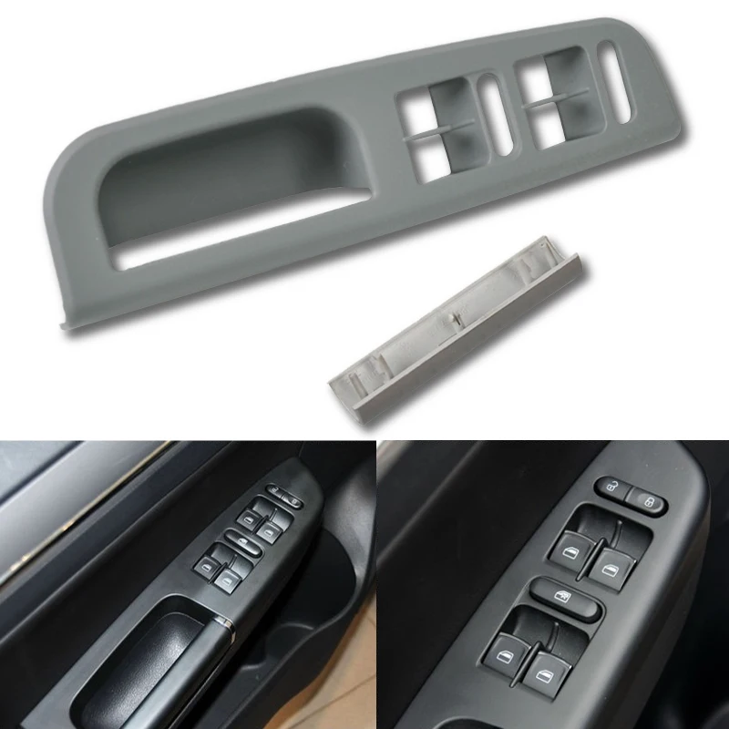 

Grey Left Inner Window Door Handle Armrest Switch Panel Bezel Interior Handle Trim For VW Passat Golf Jetta MK4