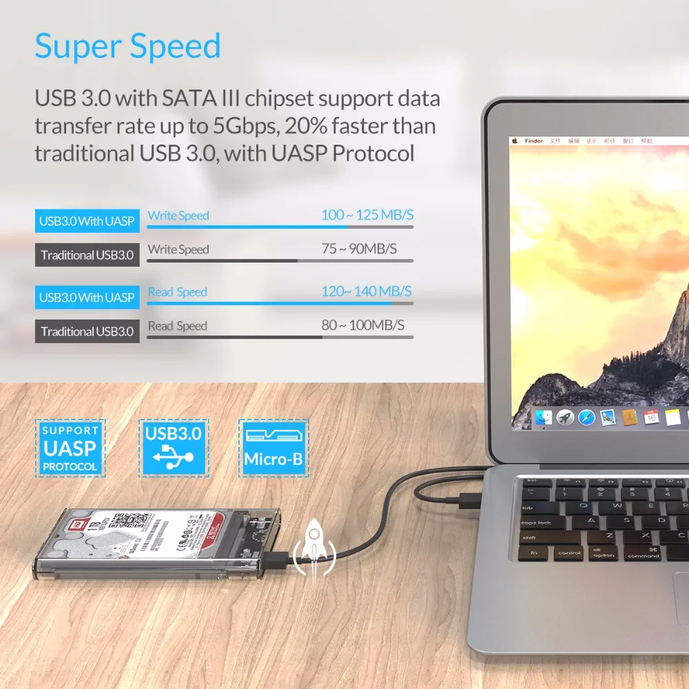 ORICO 2 5 дюймов 2139U3 прозрачный USB3.0 HDD корпус Поддержка ТБ жесткий диск корпус|hard drive