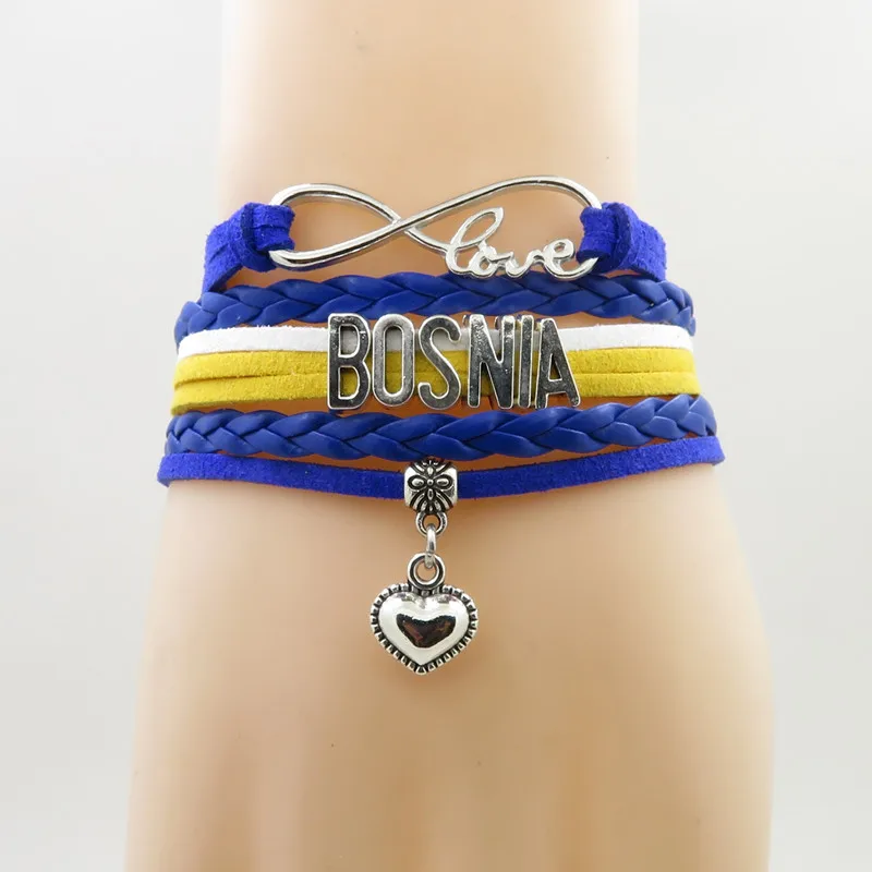 

infinity love bosnia Bracelet heart Charm bosnia national flag bracelets & bangles for Woman and man jewelry