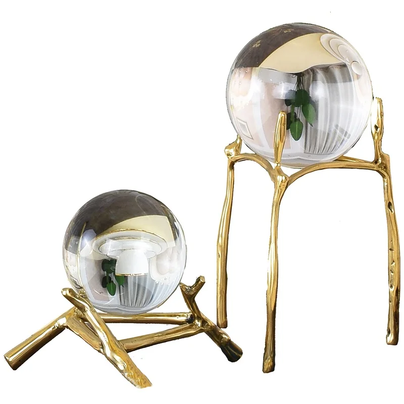 

Desktop Crystal Ball Decor with Gilded Metal Bracket