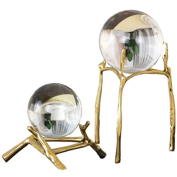 

Desktop Crystal Ball Decor with Gilded Metal Bracket