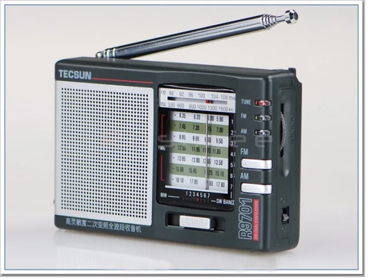 Розничная- TECSUN R-9701 радио FM/MW/SW радио многодиапазонный радиоприёмник Двойное преобразование внешняя антенна портативное радио
