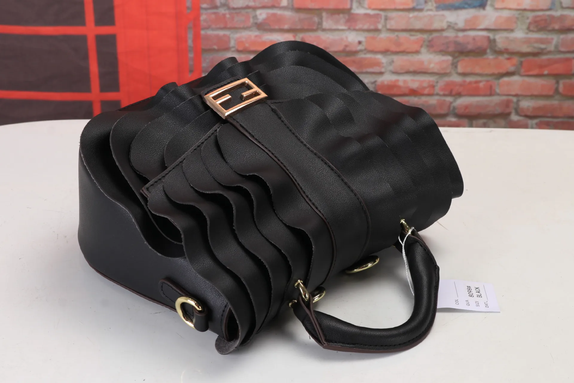 Новинка, высокое качество, известный дизайнер, женские кошельки и сумки, Роскошные, модные, уникальный дизайн, с рюшами, сумки через плечо - Цвет: black