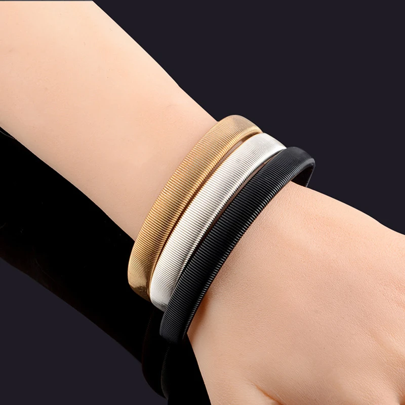 

Fashion Alloy Wide Spring Cuff Bracelets & Bangles Stretch Elastic Bracelet For Women Men Costume Armband Wristband Jewelry