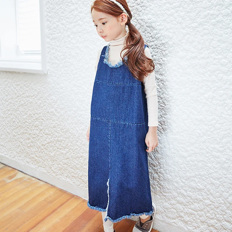 jeans little teenage girl dress children autumn winter clothing denim