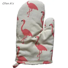 CFen A's, кухонные качественные перчатки для духовки, утолщенные высокотемпературные Прихватки для духовки, для выпечки фламинго, вязаные перчатки для духовки, 1 шт