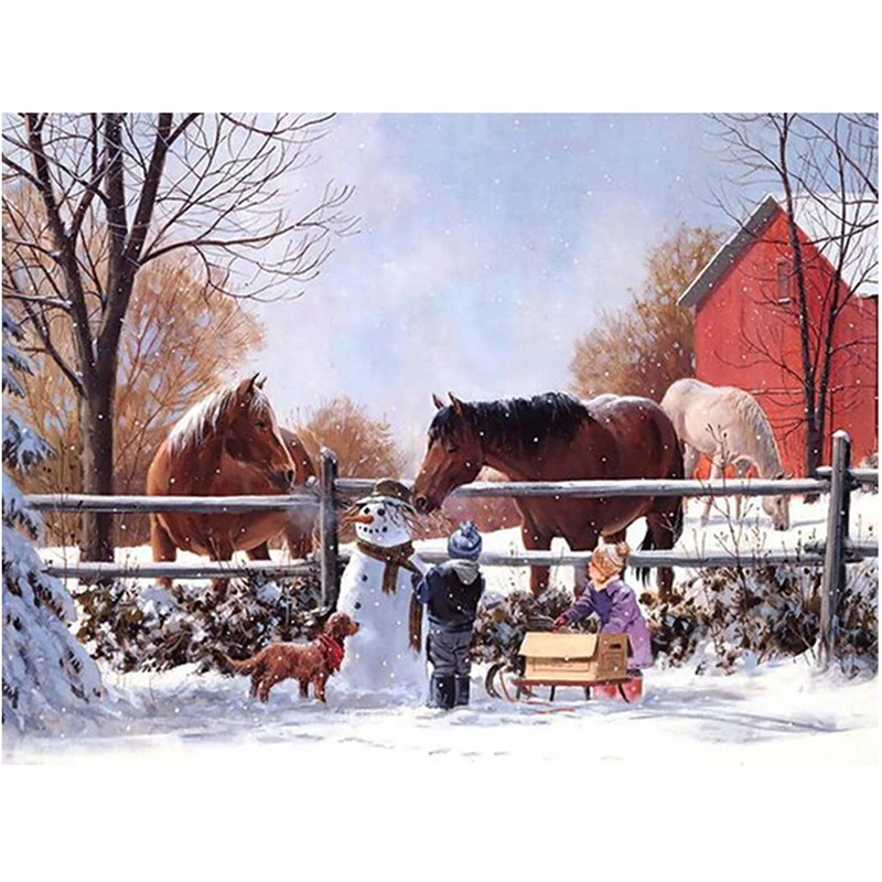 Diamond Painting Full Square Winter Scenery Cross Stitch Drill Resin 5D Diy Diamond Mosaic Full Kits Needlework Craft