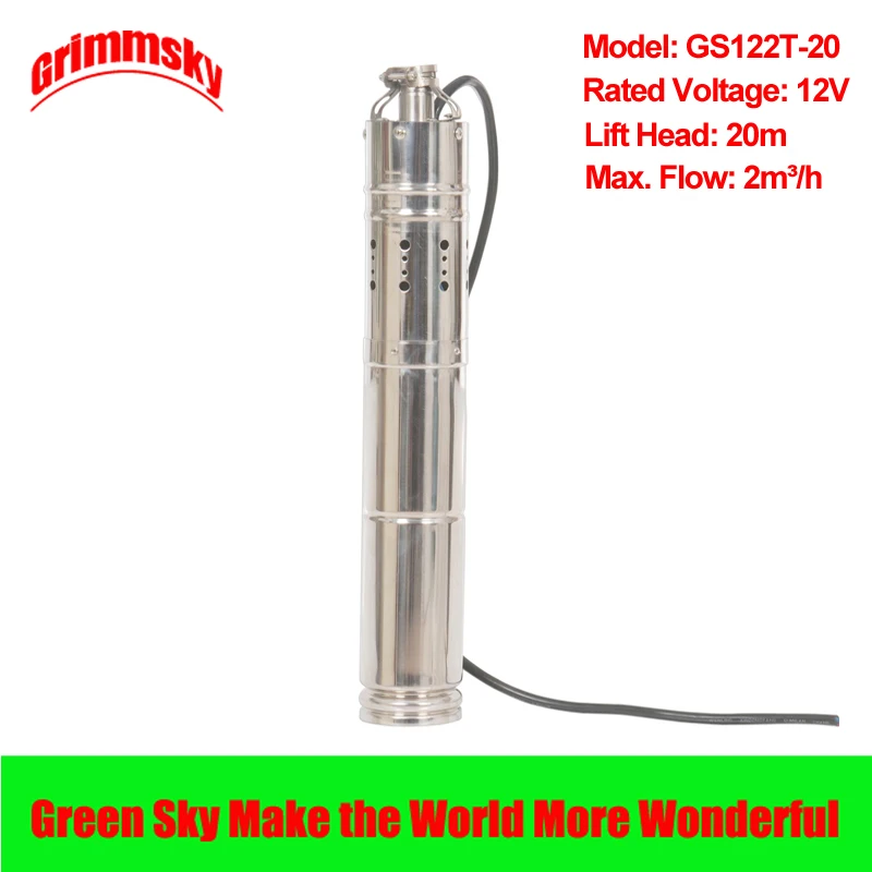 

2m3/h 20m lift head 110W 3inch Built-in MPPT solar water pump 12v