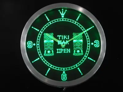 Nc0347 Tiki барные маски Pub Club неоновая вывеска светодиодный настенные часы | Дом и сад