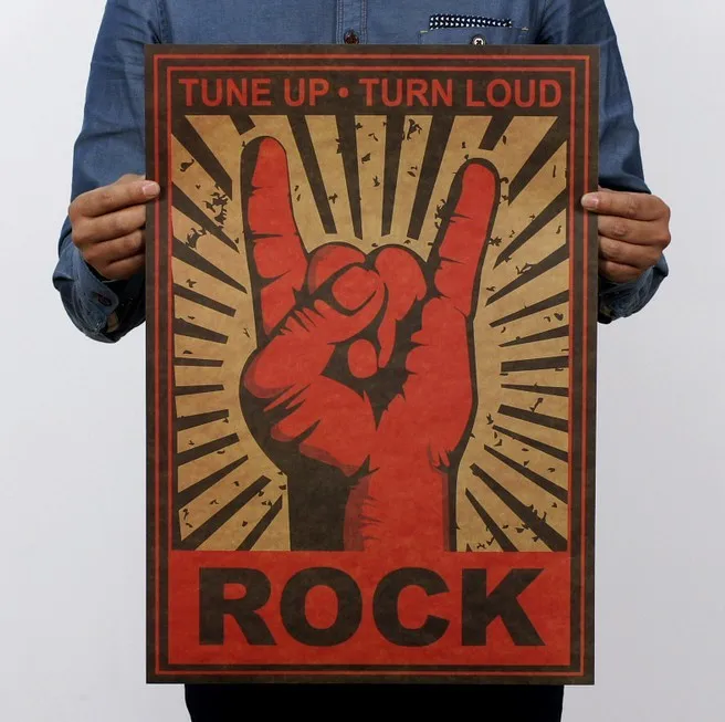 Keep On Rock Gesture ВИНТАЖНЫЙ ПЛАКАТ из крафт-бумаги для фильмов для дома, школы, офиса, украшения стен, художественные Ретро плакаты и принты