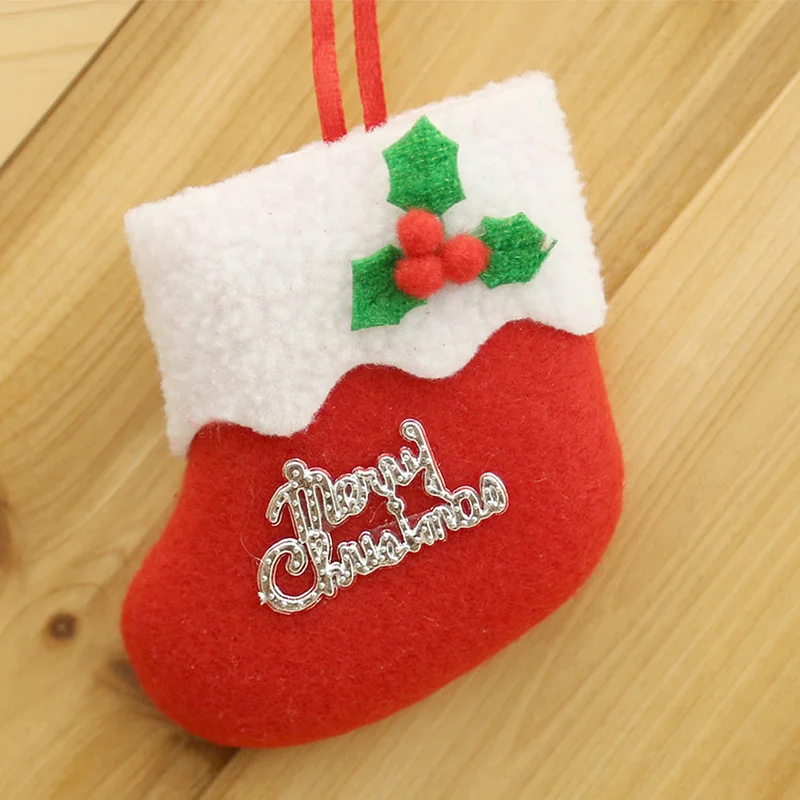 1 шт., рождественские носки, висячие украшения, тканевые маленькие подвески для ботинок, вечерние украшения для дома, Рождественская елка