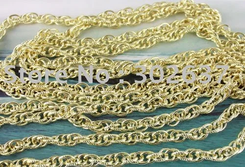 

FREE SHIPPING 10METERS Gold Color Plated textured rope metal chain 8x5mm M18594G